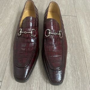 Mason Forte Burgundy Croc Embossed Bit Loafers Men’s Size 12